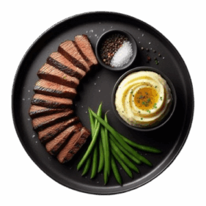 Picanha purée de pomme de terre et haricots verts