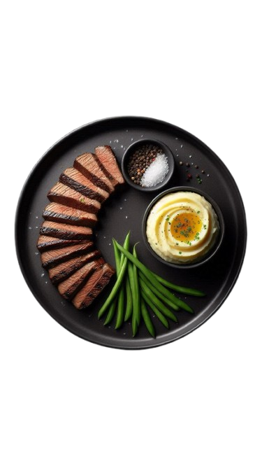 Picanha purée de pomme de terre et haricots verts
