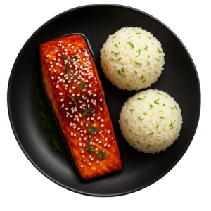 saumon croustillant au sésame riz parfumé coco-citronnelle