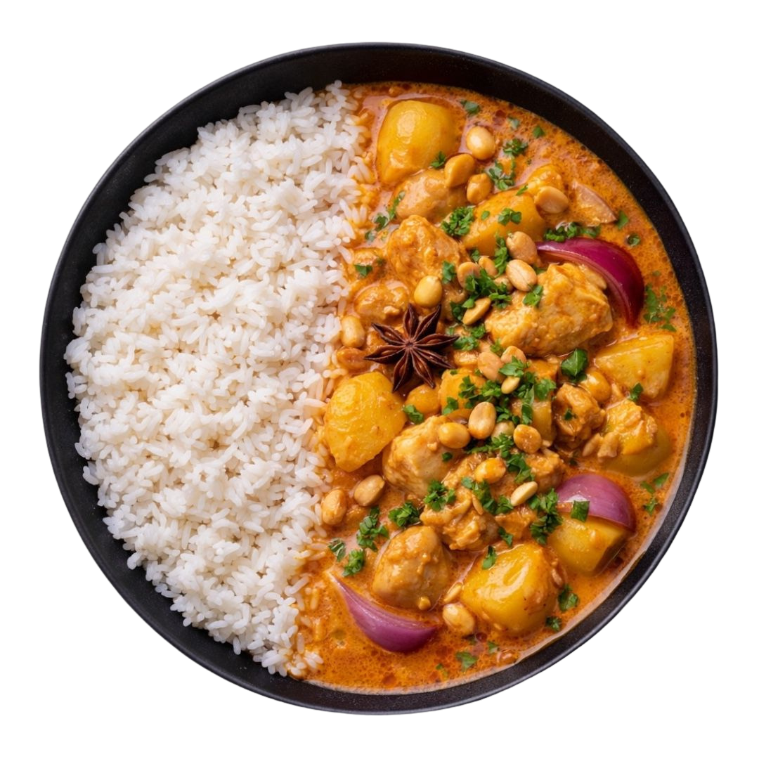 Poulet massaman + riz basmati