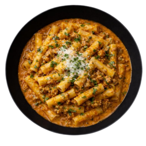 Ziti sauce allégée Monte Carlo – bœuf haché 5 %