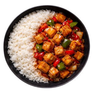 Tofu grillé sauce aigre-douce, riz basmati